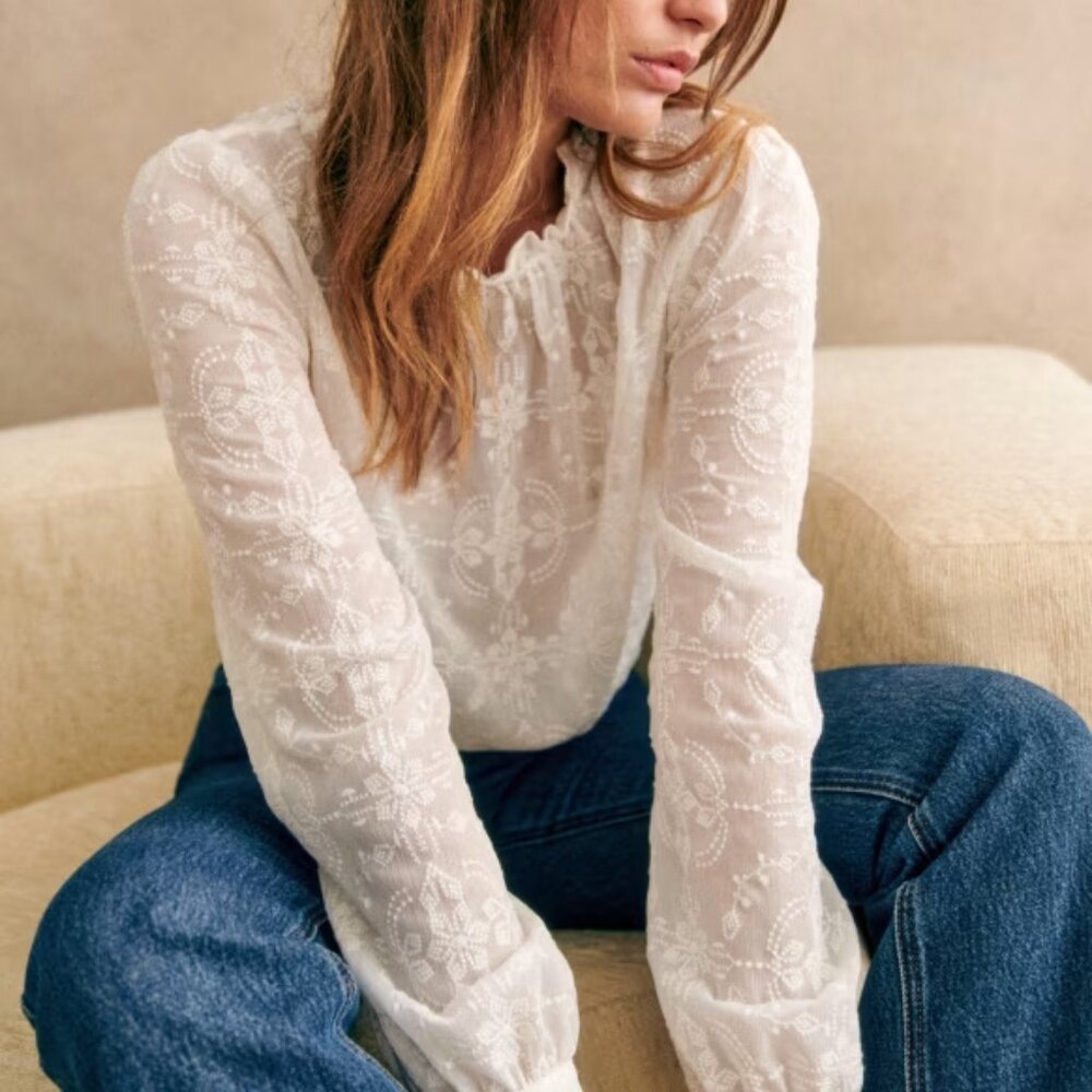 Sézane Valentine Blouse | Ecru | Size 36 (US 4)